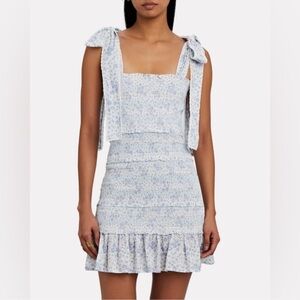 {LoveShackFancy} Belle Smocked Floral Mini Dress, Size S